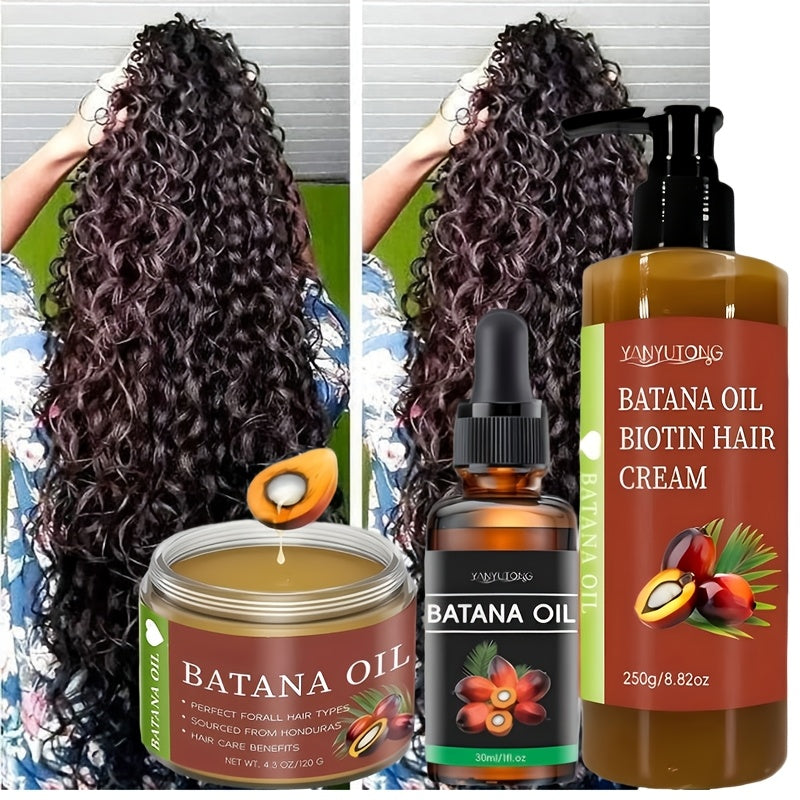 Three-Piece Batana Oil and Biotin Hair Care Set with Pump Cream, Dropper Bottle and Balm Formats — image 9