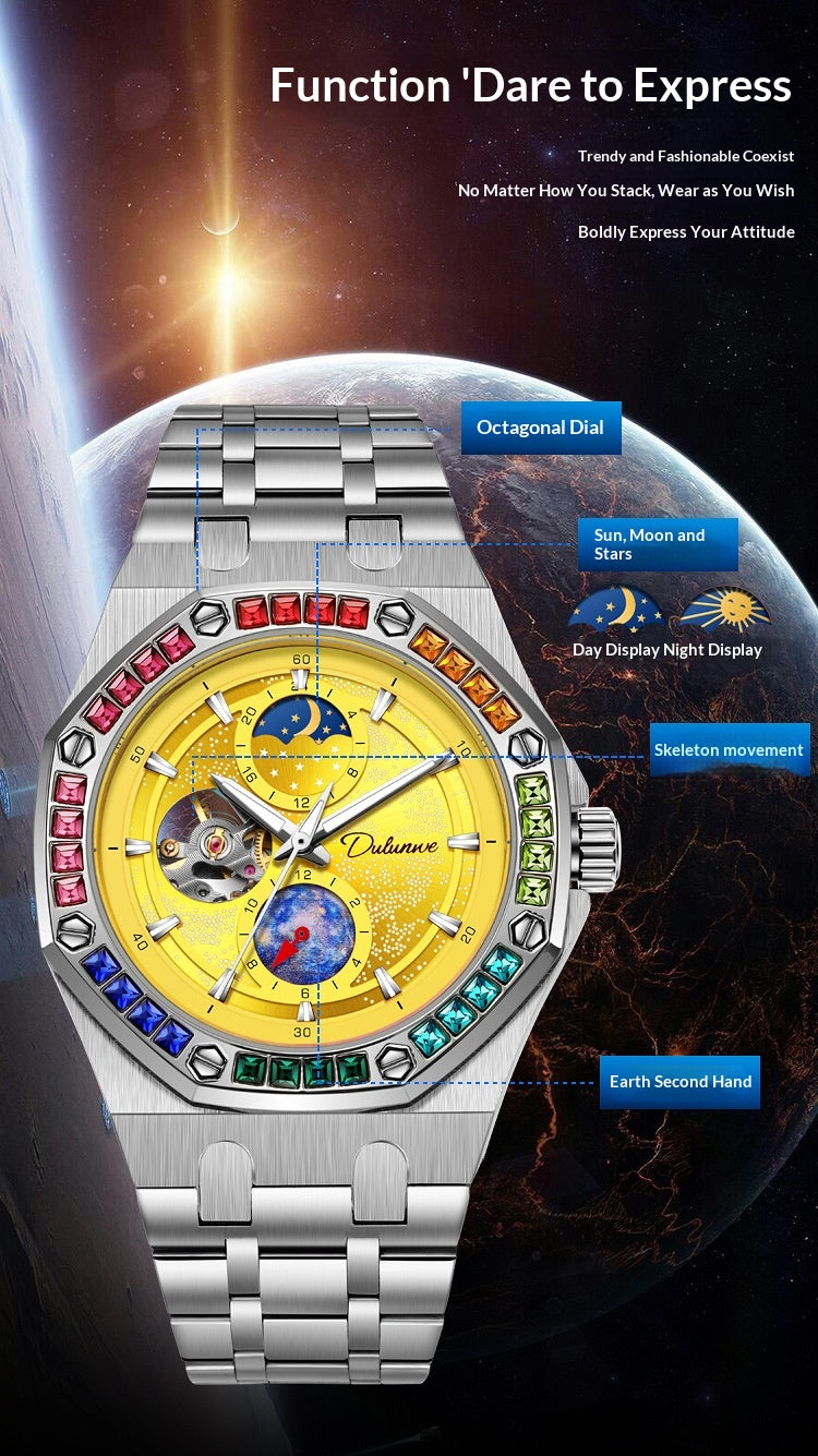 Waterproof Luminous Mechanical Watch For Men Starry Sky Series