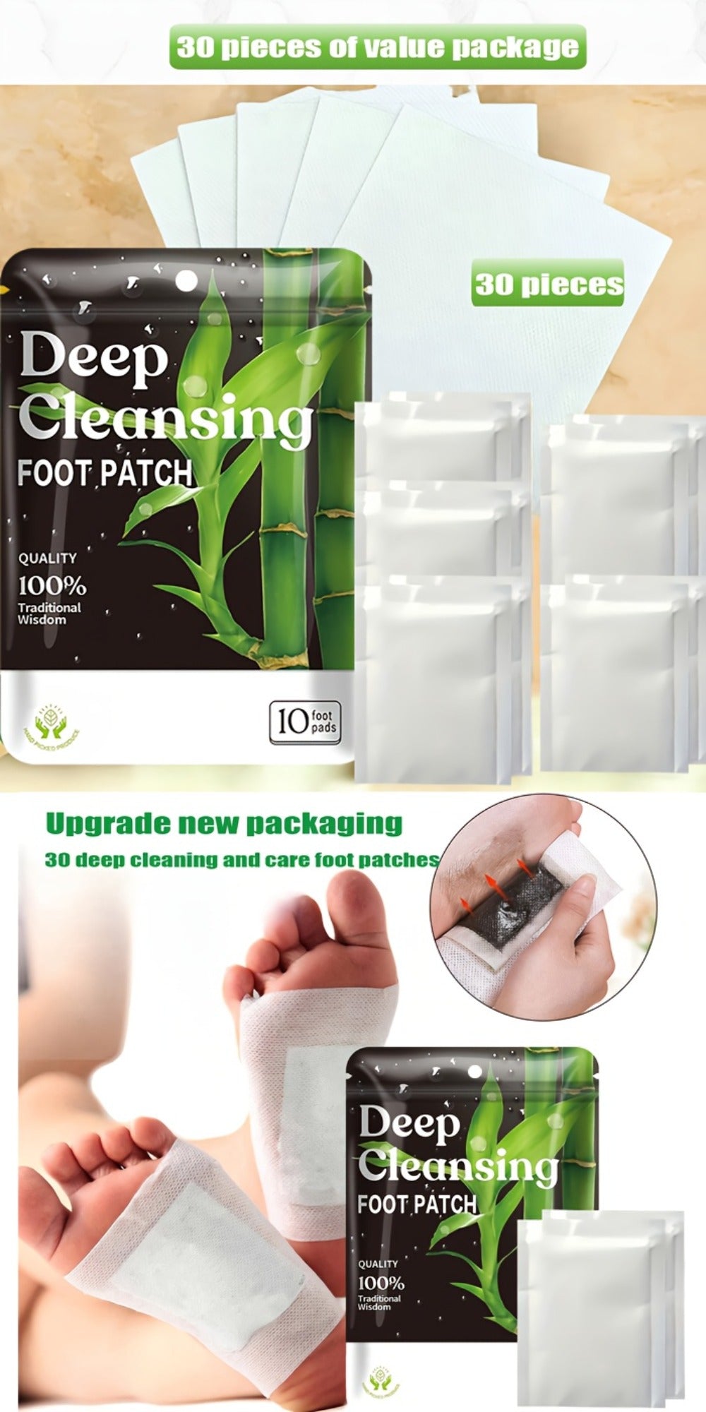 Detox Foot Patches with Bamboo Vinegar Ginger & Lavender – Natural Plant Formula Deep Cleansing Overnight Foot Pads — image 2