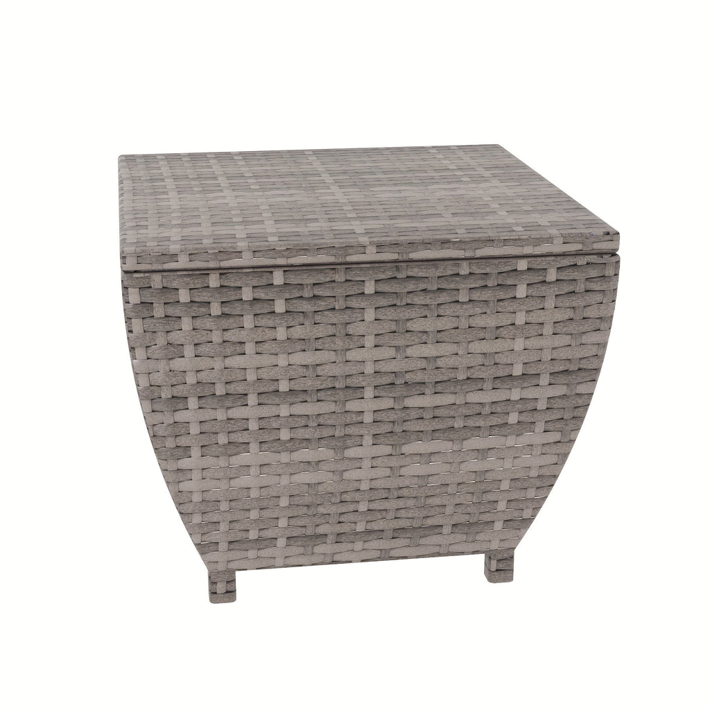 PE Wicker-Look Outdoor Storage Side Table with Flip-Top Lid and Brown, Gray or Black Options — image 3