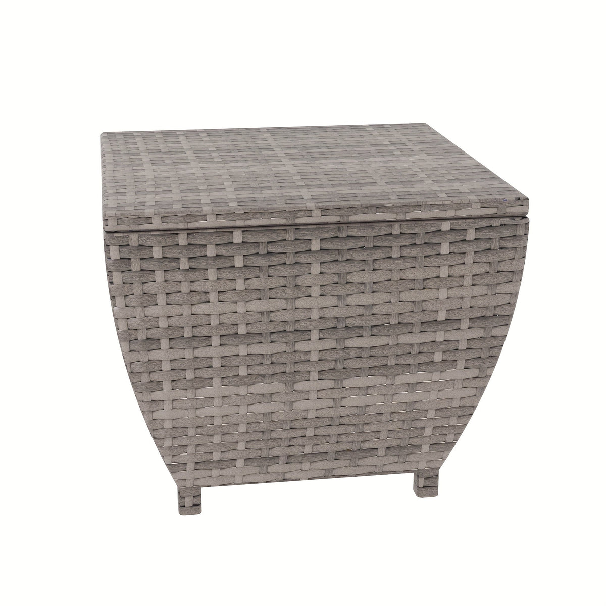 PE Wicker-Look Outdoor Storage Side Table with Flip-Top Lid and Brown, Gray or Black Options — image 3