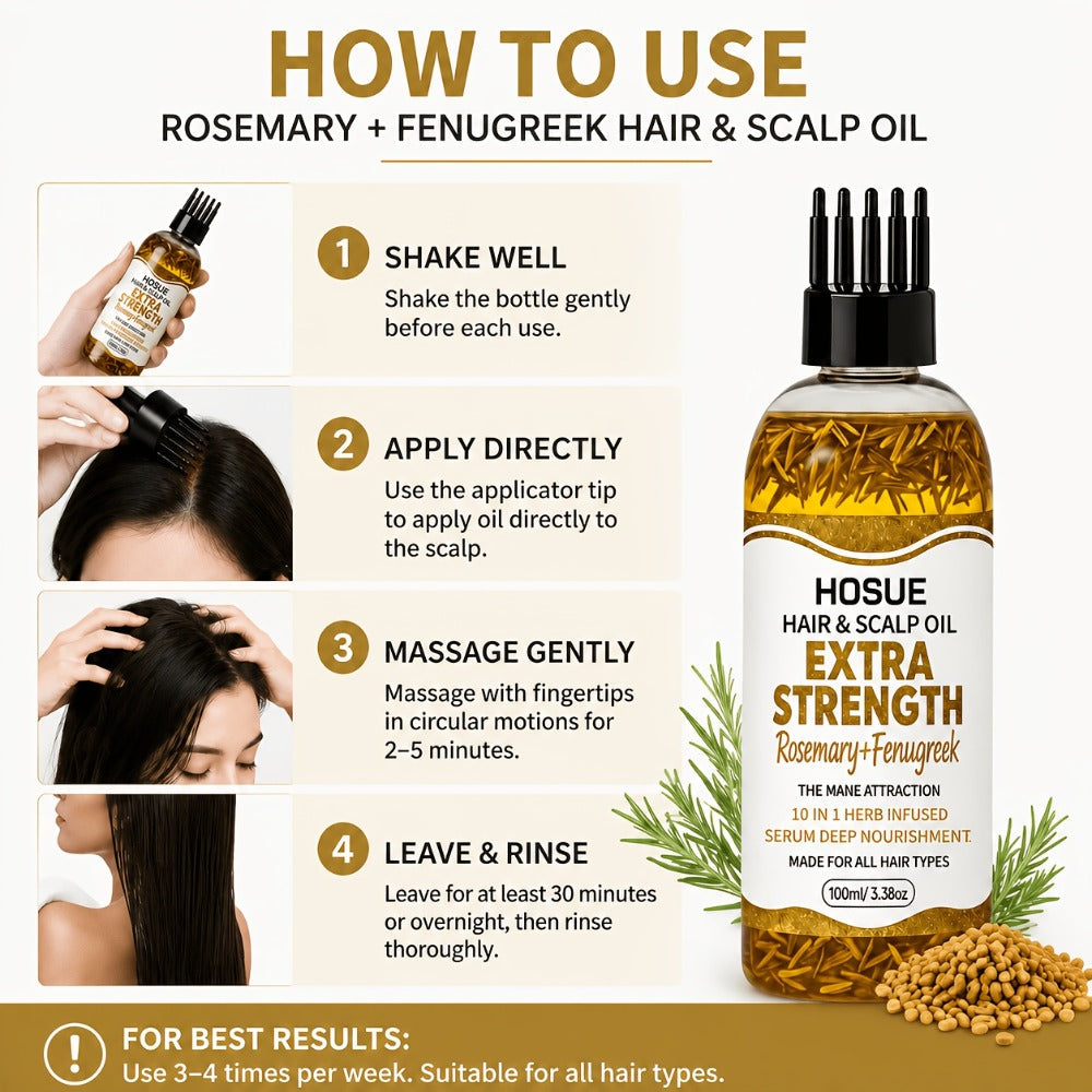 Rosemary and Fenugreek 10-in-1 Hair and Scalp Oil, 100ml Dropper Bottle with Ten Printed Botanical Oils — image 4