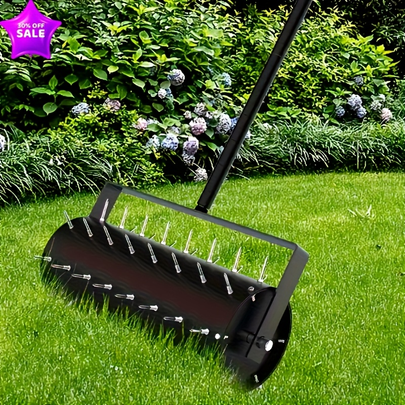 Lawn Aerator Manual 60" Long Handle with Large Tine Wheel, Metal Construction for Deep Soil Aeration — image 3