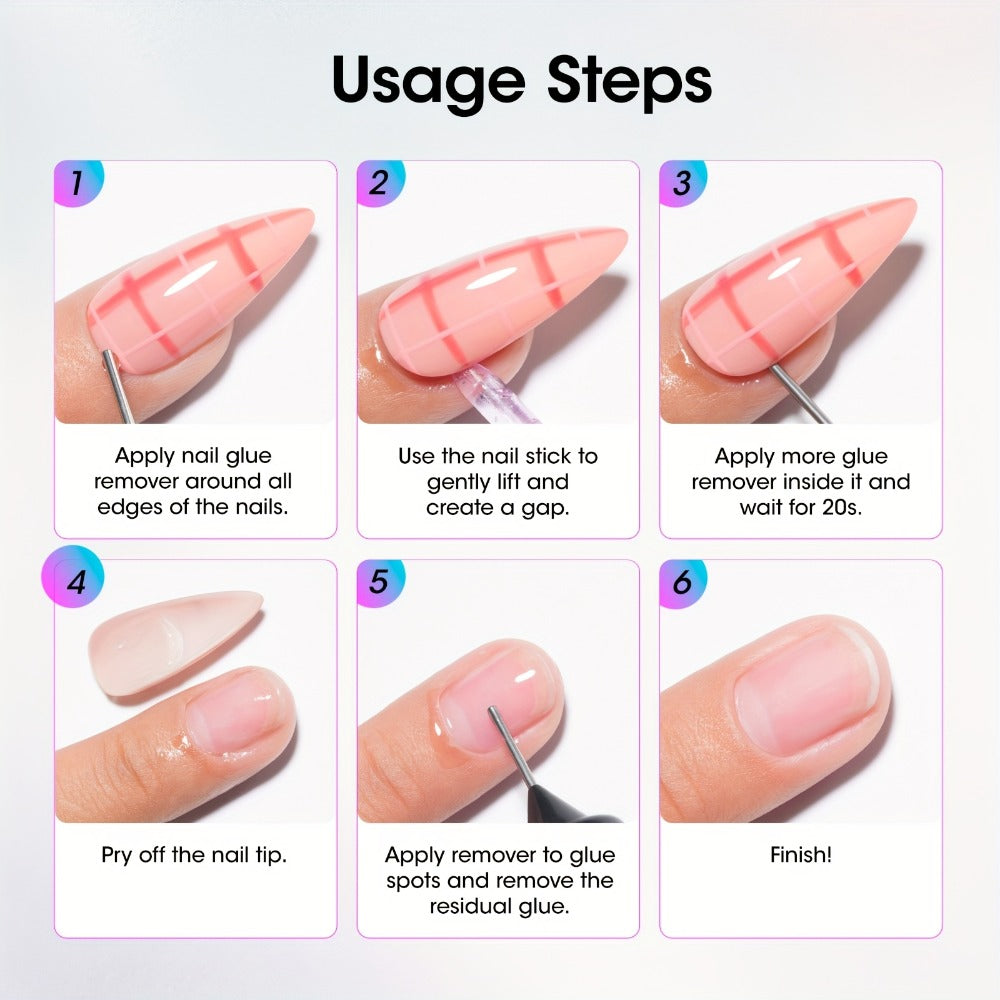 Nail Glue Remover 20ml Precision Needle Applicator Acetone Free – Fast Acting No-Mess Formula for Press On Nails Gel X Nail T