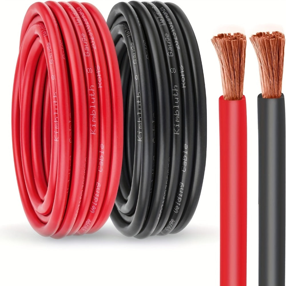 8 AWG OFC Copper Wire Cable Red & Black Set 8 Gauge Welding Cable for Automotive Battery Marine Generator Solar Wiring – 3FT 