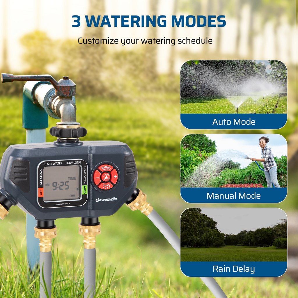 Four-Zone Digital Sprinkler Timer with Independent Water Outlets, LCD Screen, Manual Control and Rain-Delay Mode — image 7