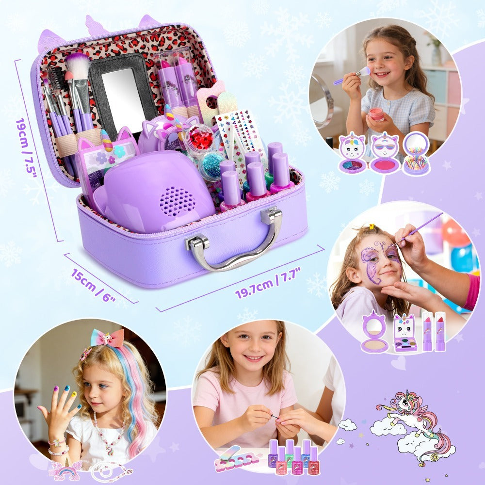 Kids Makeup Set for Girls, 2-in-1 Princess Makeup & Nail Art Kit, Pretend Play Cosmetics with Nail Polish — image 5