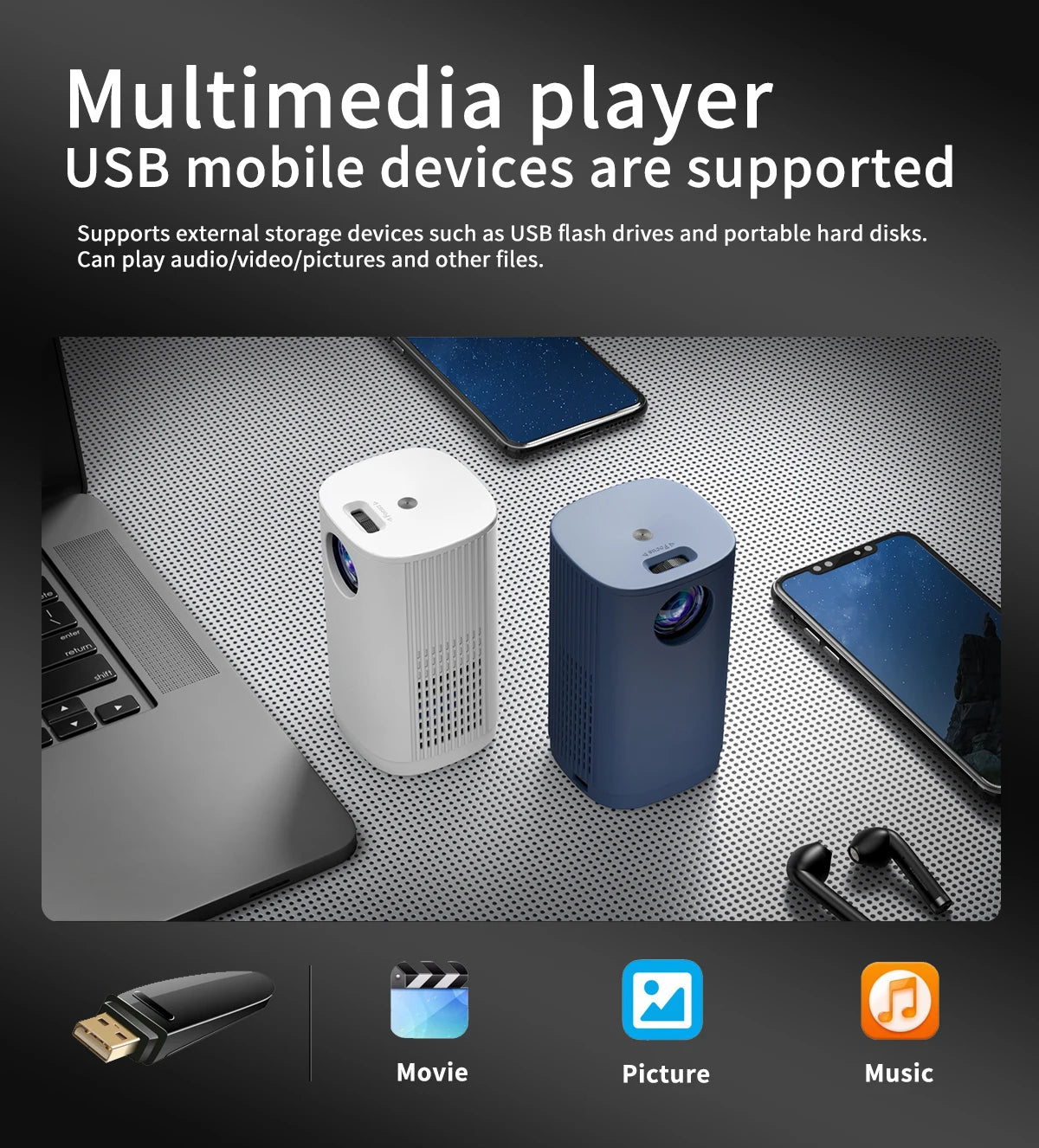 Mini Projector Multi-screen Version Can Be Connected To Mobile Phone