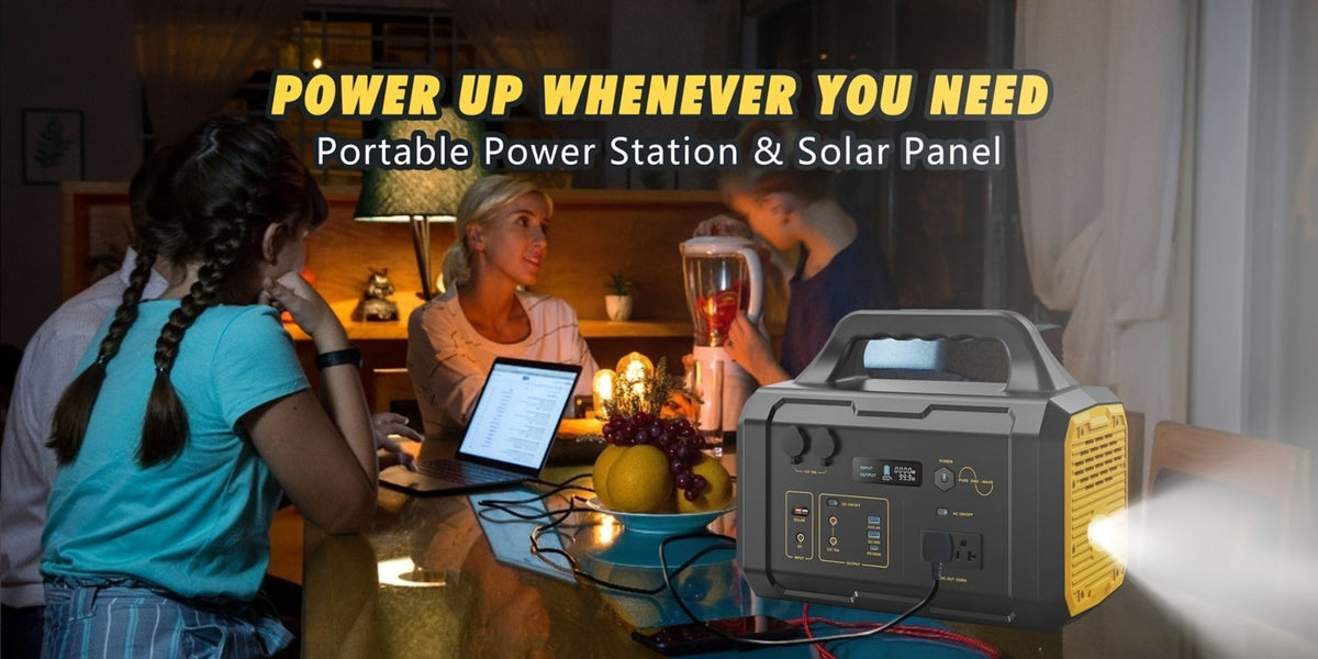 Portable Power Station 1075Wh/294Wh – 1000W/300W Solar Generator, Lithium Battery, 120V AC Outlet, for RV, Camping, Hiking — 