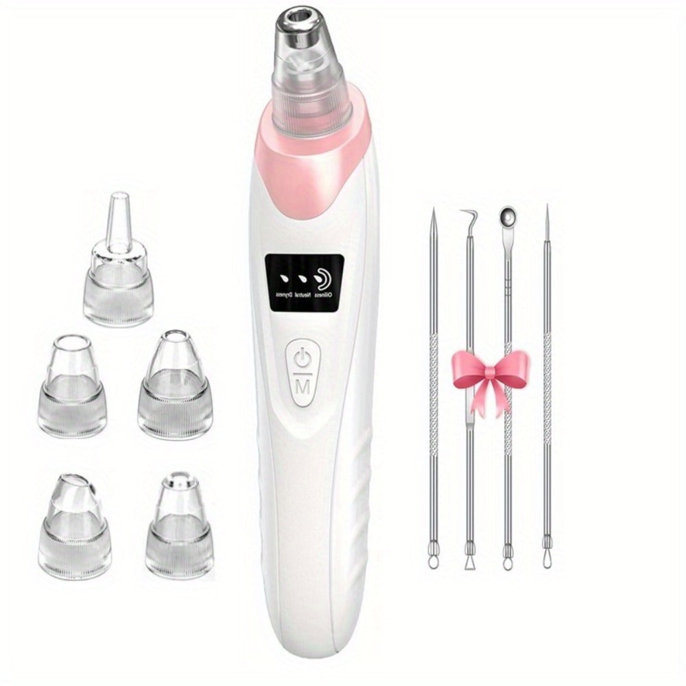 Pink Pore Vacuum Blackhead Remover with 3 Suction Levels, 5 Heads and 4 Manual Extractor Tools — image 1