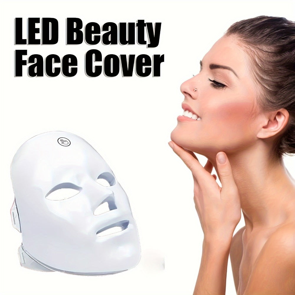 LED Light Therapy Face Mask 7-Function Photon Skin Rejuvenation Device - Red Blue Green Light for Bath Time, Home Spa and Per