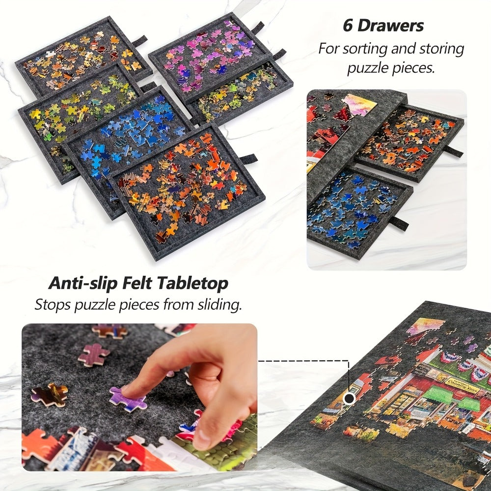 Portable Puzzle Board with Anti-Slip Surface, Fits 1000 & 1500 Piece Puzzles, Jigsaw Puzzle Table for Storage & Family Game N