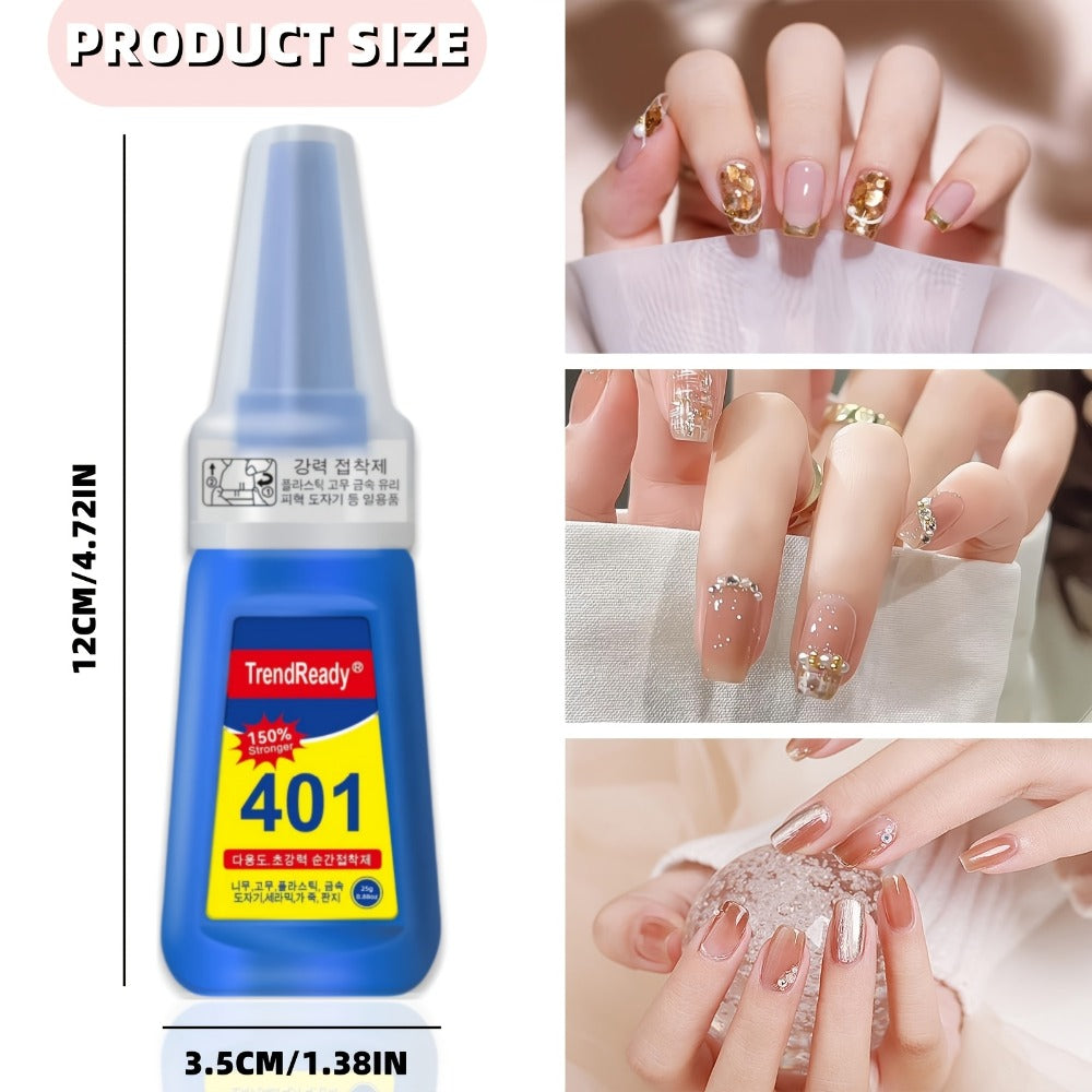 Waterproof Nail Adhesive Tabs with Nail Stickers 0.85oz Dropper Tip Bottle – Extra Strong Alcohol-Free Quick Release Long Wea
