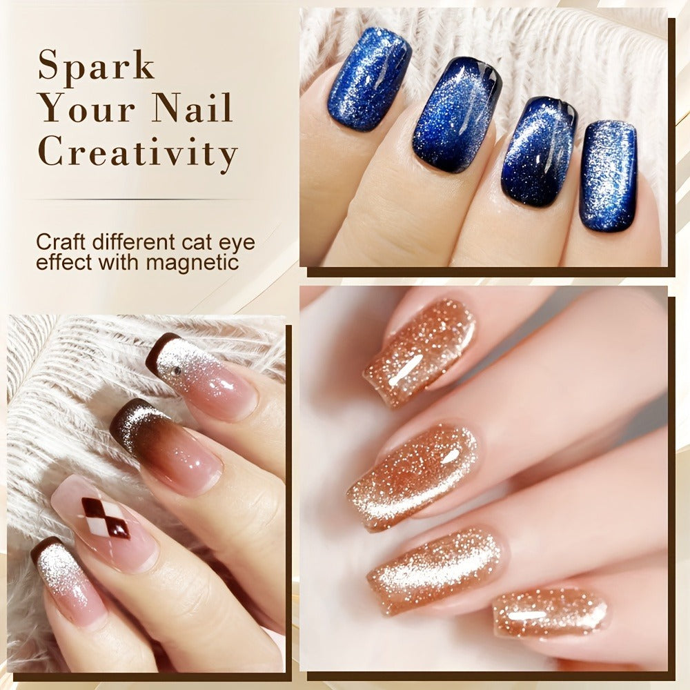 Cat Eye Gel Polish 8ml Holographic Chameleon Flash – Magnetic Sand 3D Color-Shifting Semi-Permanent UV LED Gel Varnish for Sa