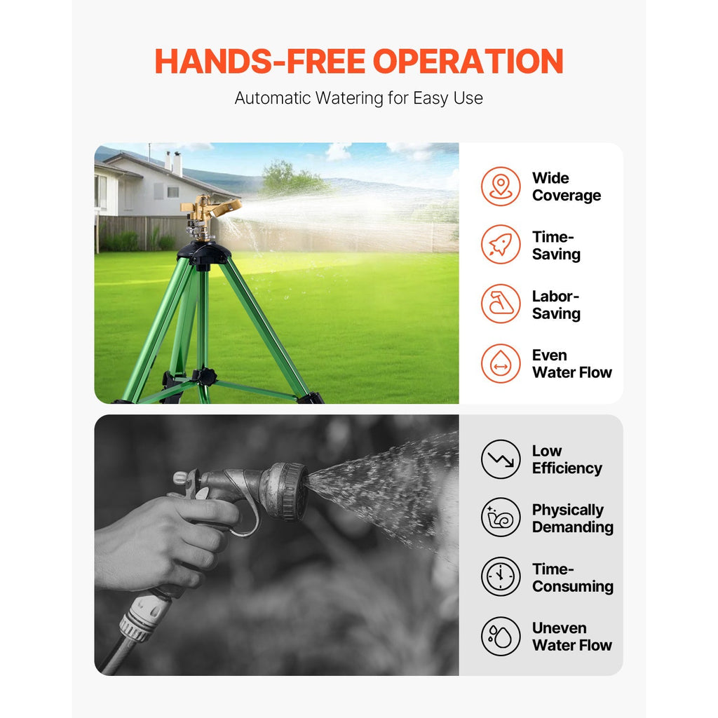 Garden Sprinkler Tripod 360° Rotating Brass Head Lawn Irrigation Adjustable Height — image 3