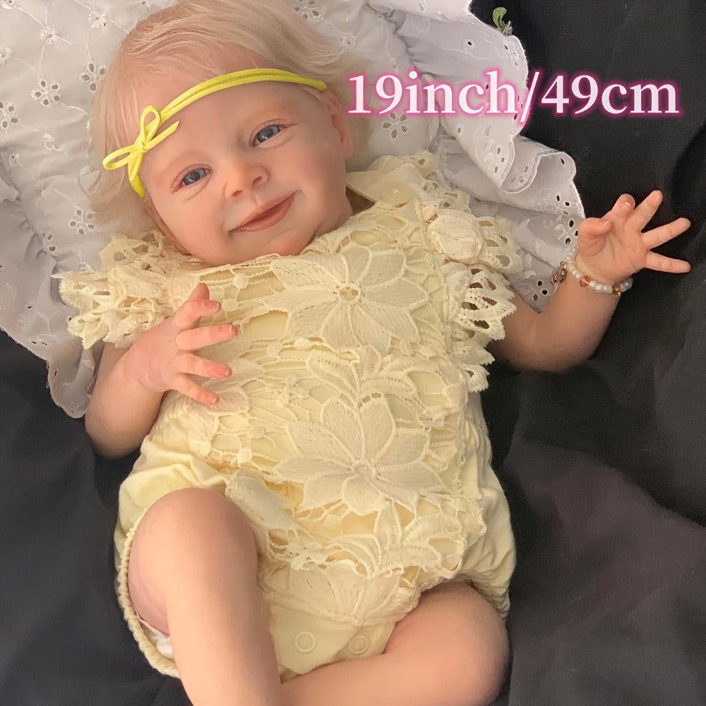 Reborn Doll Sebastian 19-Inch Soft Vinyl Figure with Hand-Rooted Blonde Hair, Open Eyes and Accessory Set — image 3