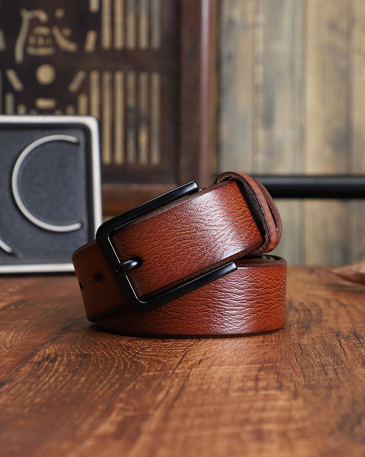 Men's Alloy Pin-buckle Belt With Top-layer Cowhidenew Casual Style