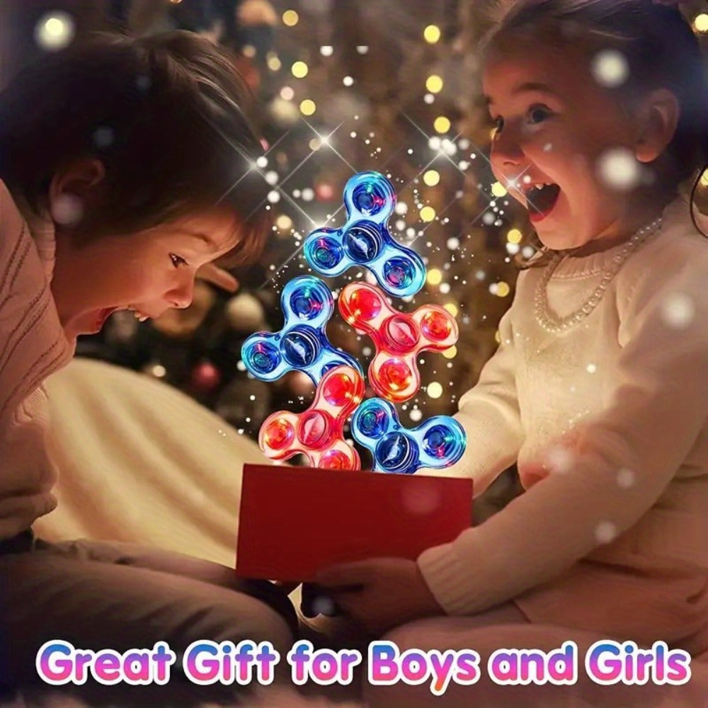 LED Spinning Top Fidget Toy 12 Pack Glow in the Dark Crystal Gyroscope with Vibrant Lights for Parties, Celebrations and Gues
