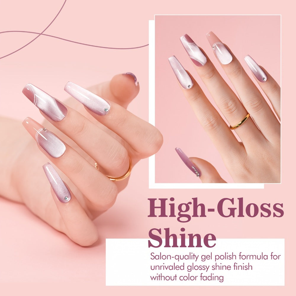 Gel Nail Polish MORDDA Six-Color Magnetic Cat Eye Kit with Included Nail Art Magnet for Home Manicures — image 7