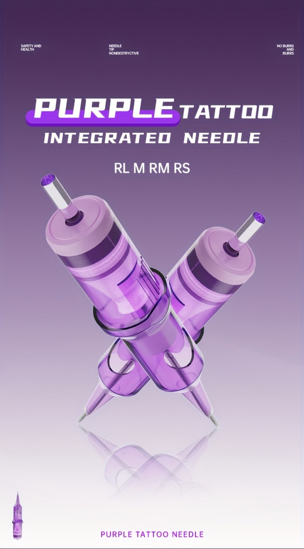 Tattoo Cartridge Needles 30 50pcs Purple RL RS RM M1 Mixed Sizes - Tuffking Disposable for Temporary Body Art, Festivals and 