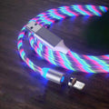 Magnetic Streamer Fast Charging Cable - LED Light with 3-in-1 Connectors