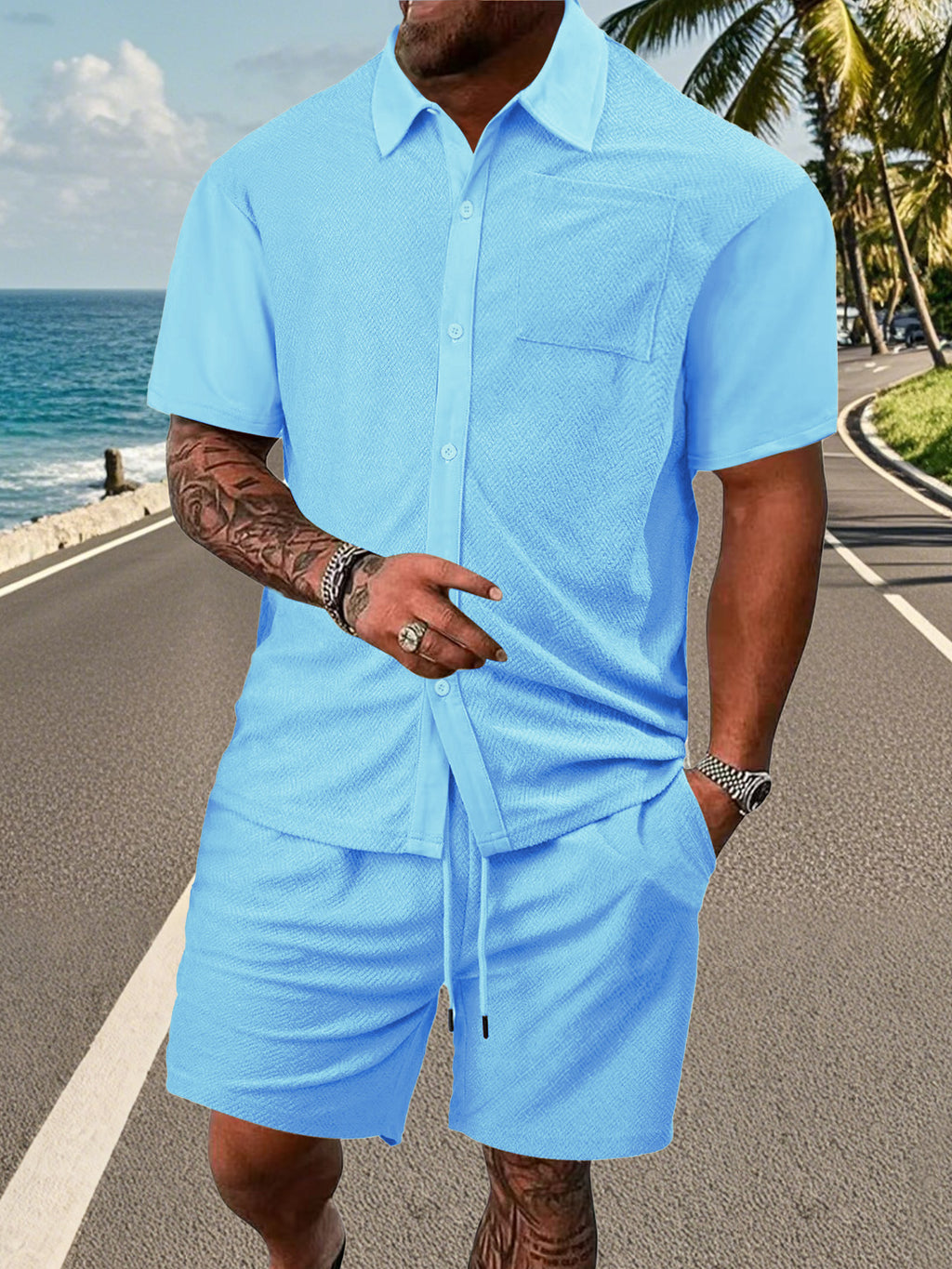 Men's Loose Short Sleeve Lapel Sport Casual