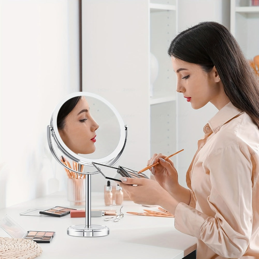 Makeup Mirror Dual-Sided 1X and 30X Round Chrome-Finish Stand with 360° Rotation and Detachable Frame — image 14