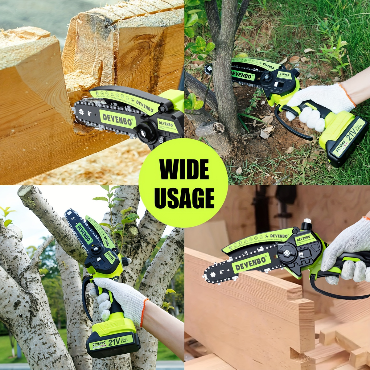 Cordless Mini Chainsaw 6-Inch, Handheld Pruning Saw with Rechargeable Battery, Adjustable Chain Tension — image 16