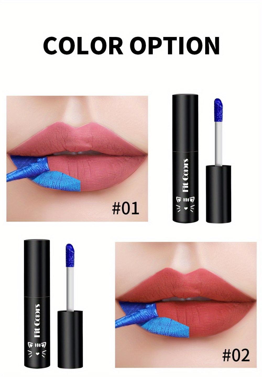 Matte Velvet Lip Stain Set 6 Colors Waterproof Smudge-Proof, Metallic Blue Cobalt Bold Shades Vegan Lip Gloss for All Skin To