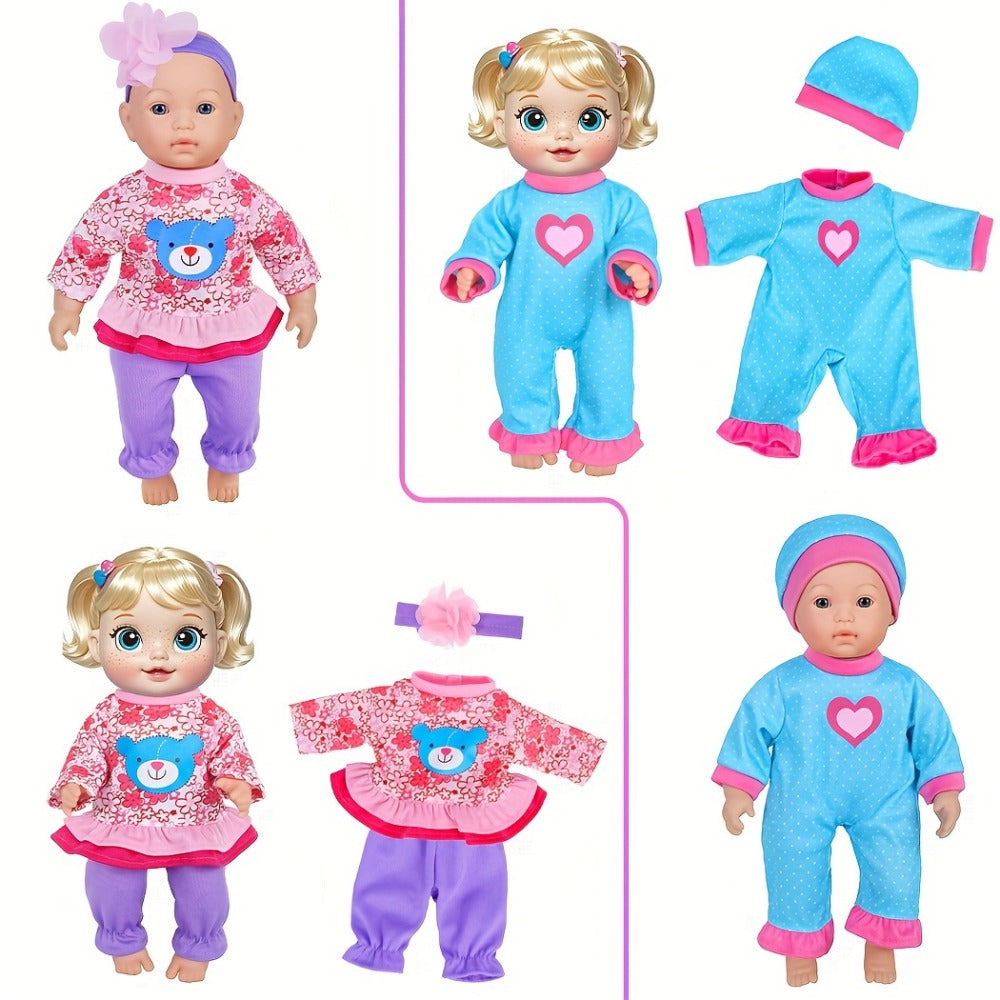 10-Outfit Doll Clothes Set for 10–14-Inch Baby Dolls with Sleepers, Dresses, Tops, Pants and Headwear — image 6