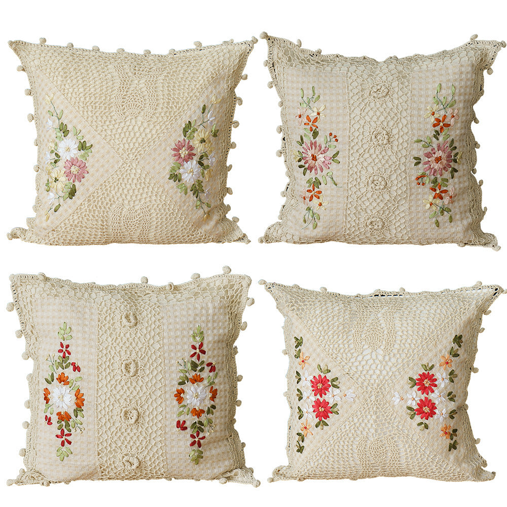 Cotton Pillow Case Satin Embroidered Cushion