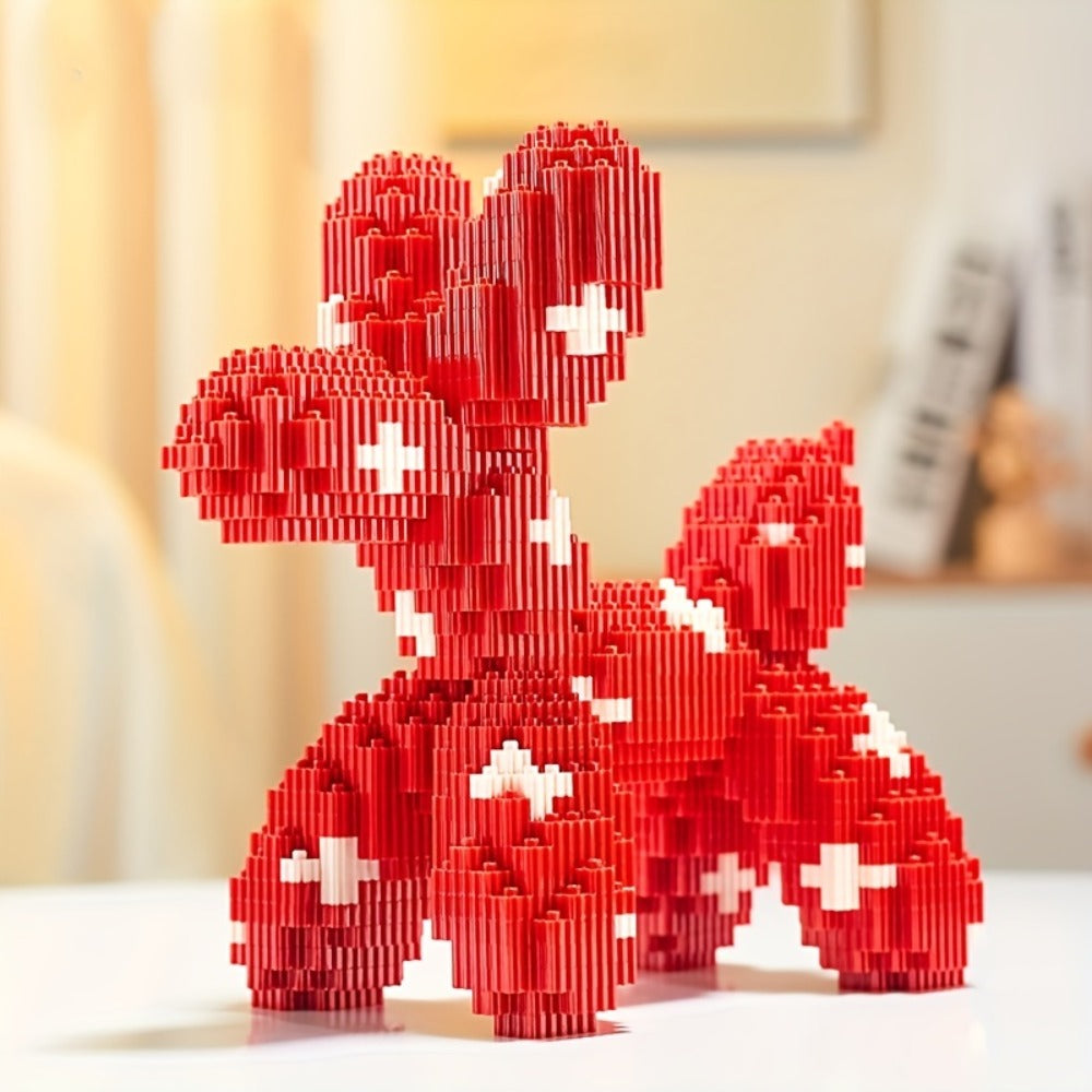 Balloon Dog Building Blocks Set – Colorful Interlocking Brick Sculpture Pop Art Home Decor Display Model for Adults Teens Art