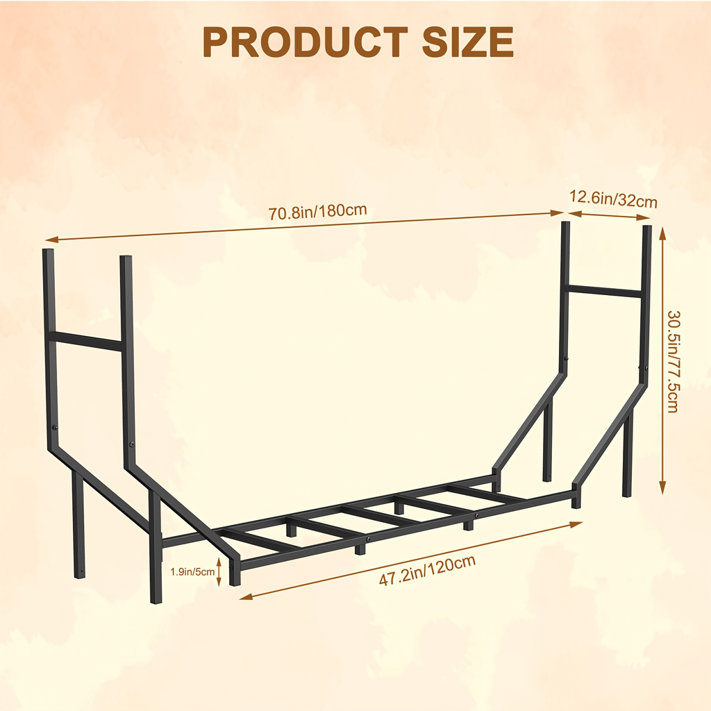 Firewood Rack | Heavy Duty Steel Indoor Outdoor Fireplace Patio Deck — image 15