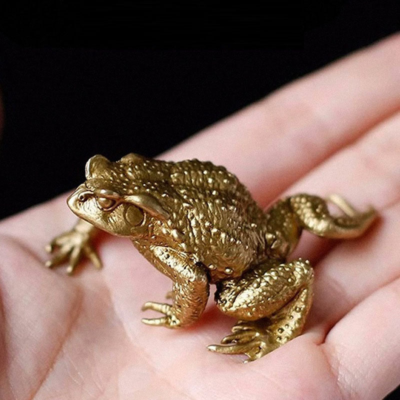 Brass Golden Toad and Toad Fortune Ornament Table Retro Frog Copper Toad Tea Tray Ornament - V.I.P Digital Presence