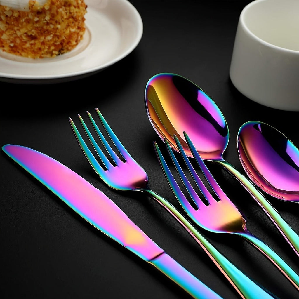 60-Piece Rainbow Flatware Set with Five Utensil Forms in Twelve-Piece Rows for Complete Table Settings — image 11