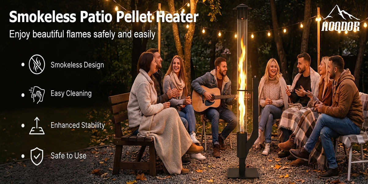 Outdoor Wood Pellet Patio Heater 56 Inch, Smokeless Portable Pellet Stove with Rain Cap, Viewing Window & Ash Tray — image 11
