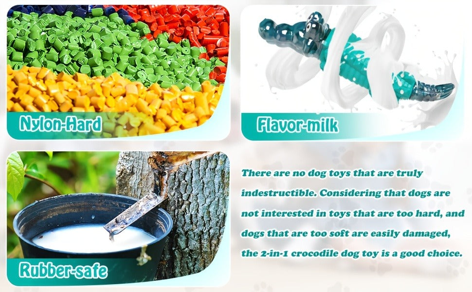 Dog Toy Blue Rubber Crocodile Chew Design with Milk Flavor, Raised Ridges and 20-100 lb Guidance — image 6