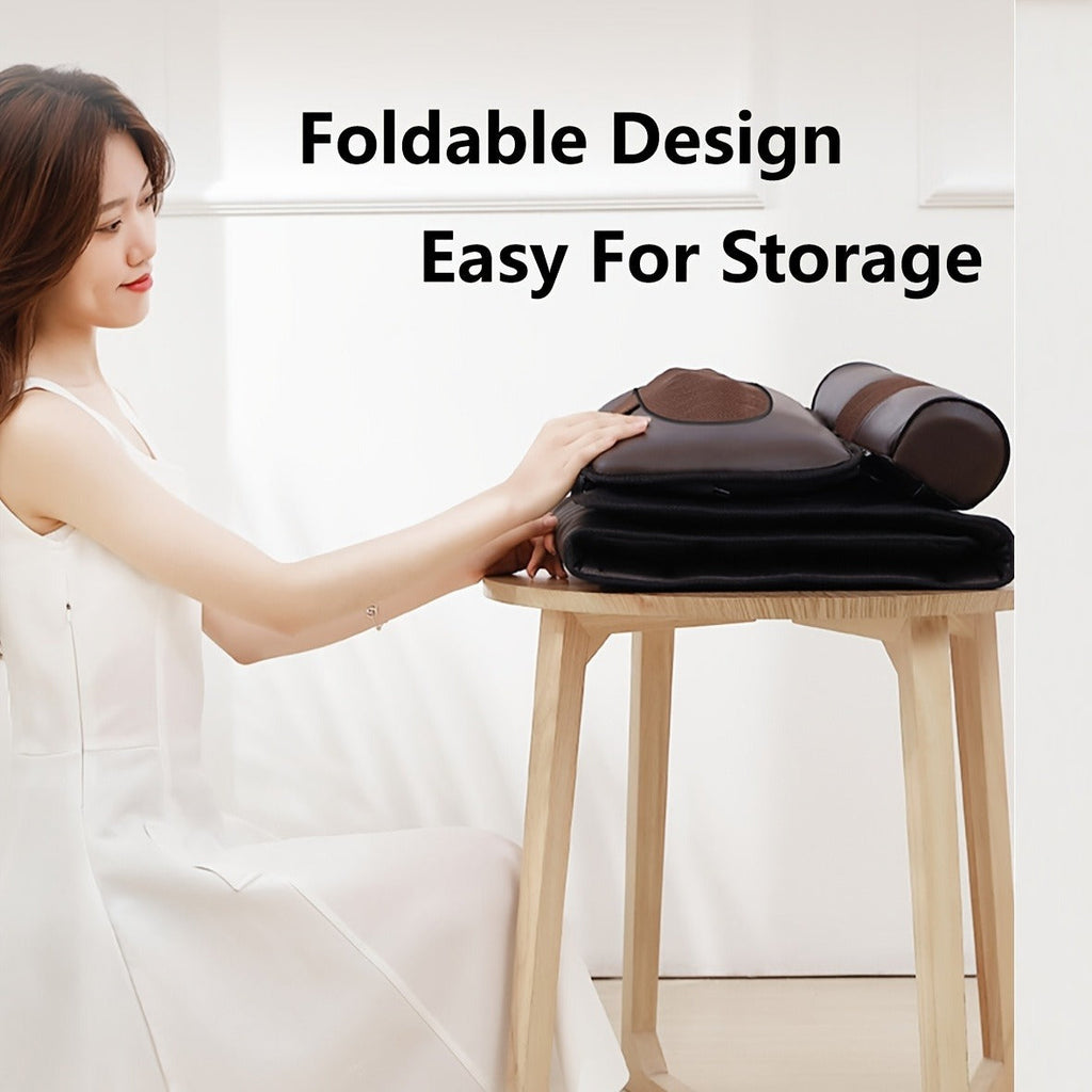 EMS Leg Massager Full Body Massage Pad 10-Zone Wave Vibration Kneading Pillow with Foot Calf Massager Hot Compress & Storage 