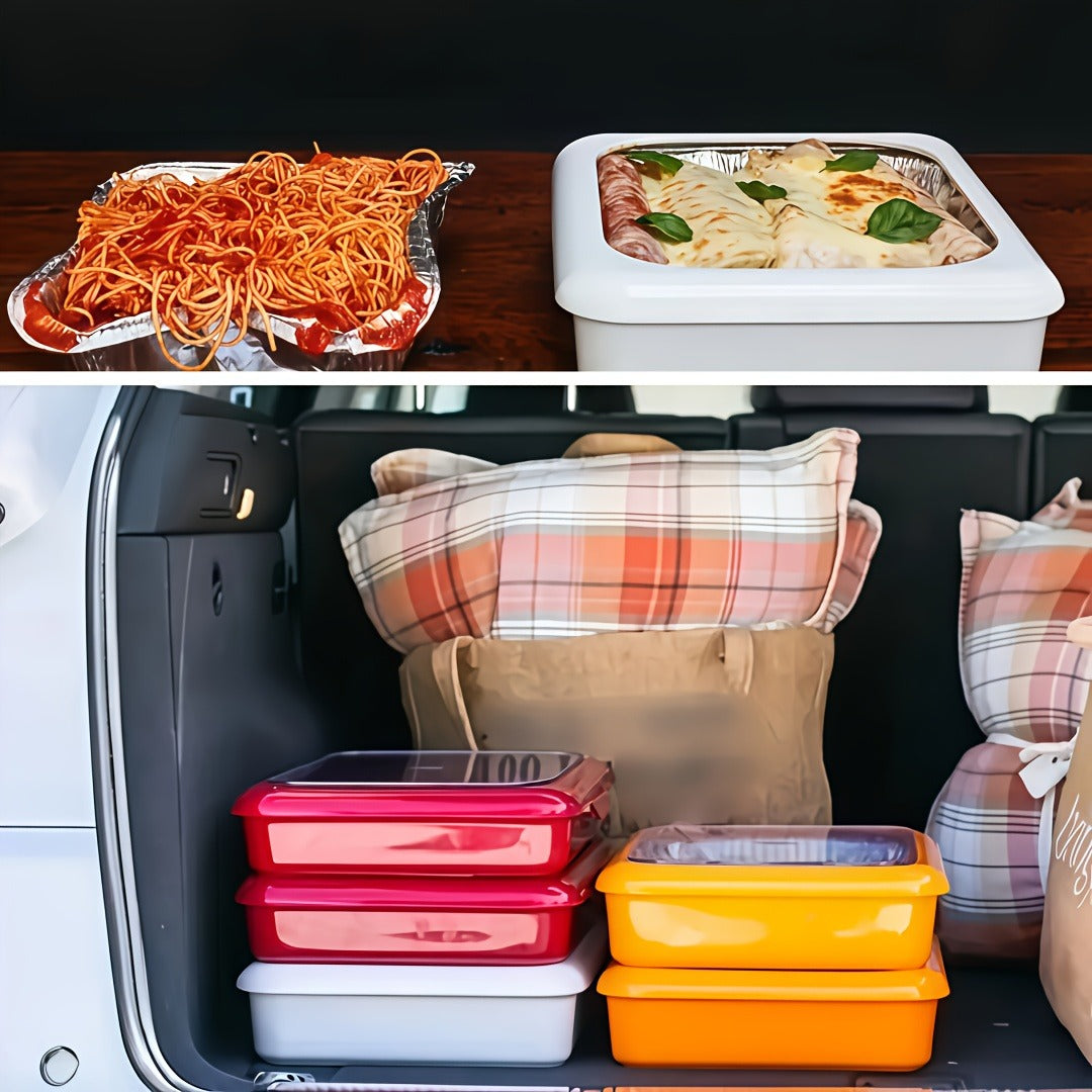 Foil Pan Carrier with Lid 2 in 1 Stackable Food Storage Set BPA Free Dishwasher Safe Portable Casserole Holder for Potluck BB
