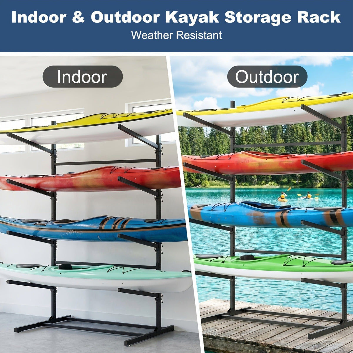 Kayak Storage Rack, Adjustable Stand for SUP, Canoe & Paddle Board, Wall, Dock & Freestanding, 400 lbs Capacity — image 12
