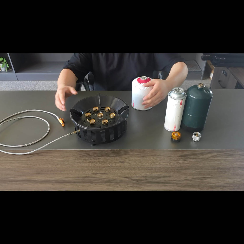 Windproof Camp Stove 21000W Collapsible, Seven Star Camping Gas Stove with Piezo Igniter & Fuel Canister Adapter — image 11