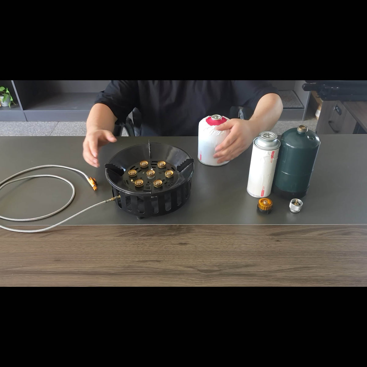 Windproof Camp Stove 21000W Collapsible, Seven Star Camping Gas Stove with Piezo Igniter & Fuel Canister Adapter — image 11