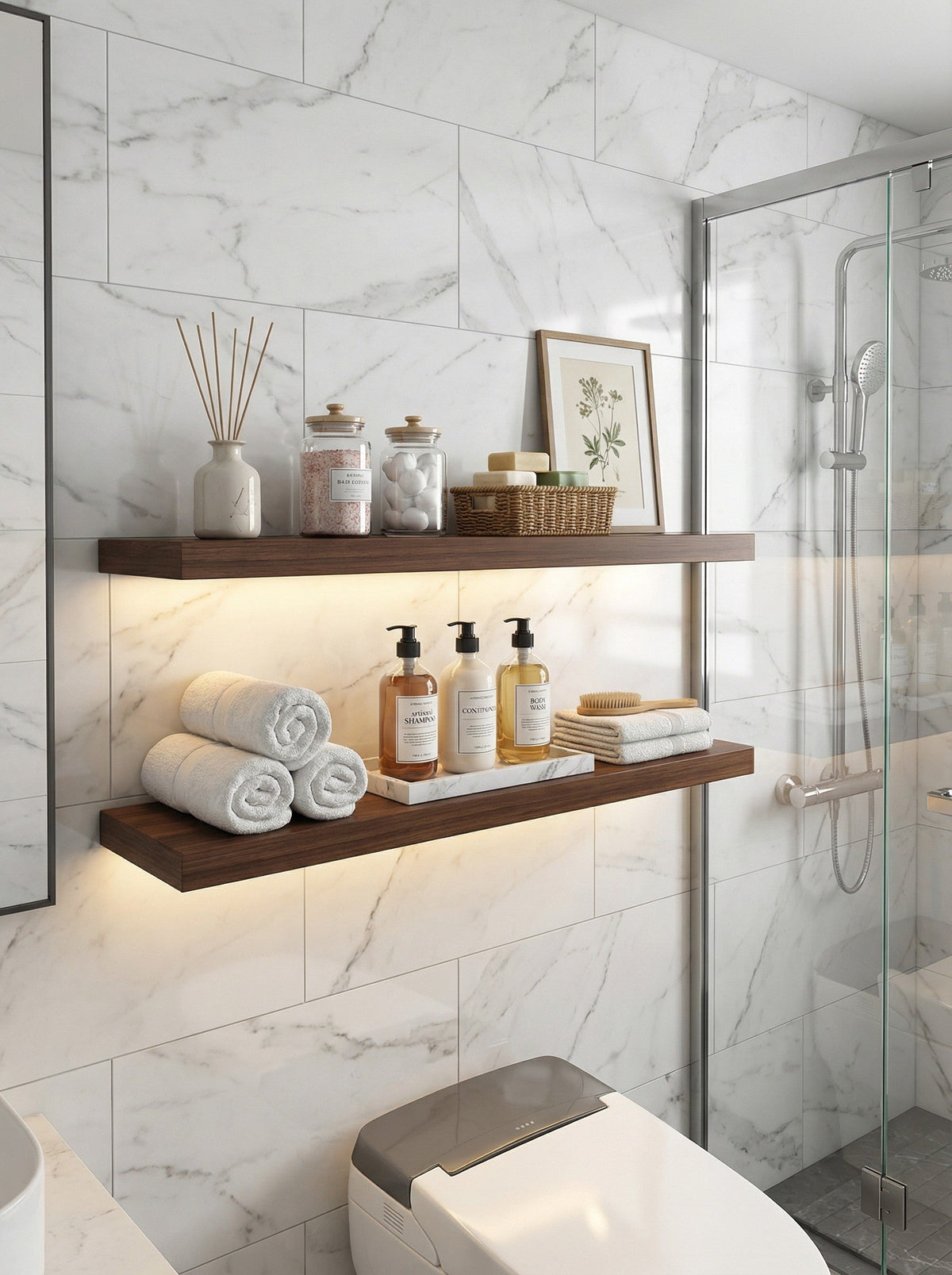 Floating Shelves Set of 4 – 15.8" Wall Shelves with Invisible Brackets