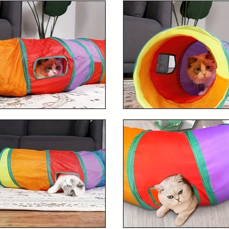 Cat Toy Rainbow Tunnel in S-Shaped or Three-Way Layouts with Peek Holes, Ball and One or Two-Pack Options — image 8