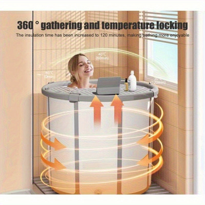 Foldable Bathtub 130 Gallon XL Deep Soak Tub for Adults, Ice Bath & Hot Spa, Indoor Outdoor, One-Piece Fold-Flat Design 31.5"