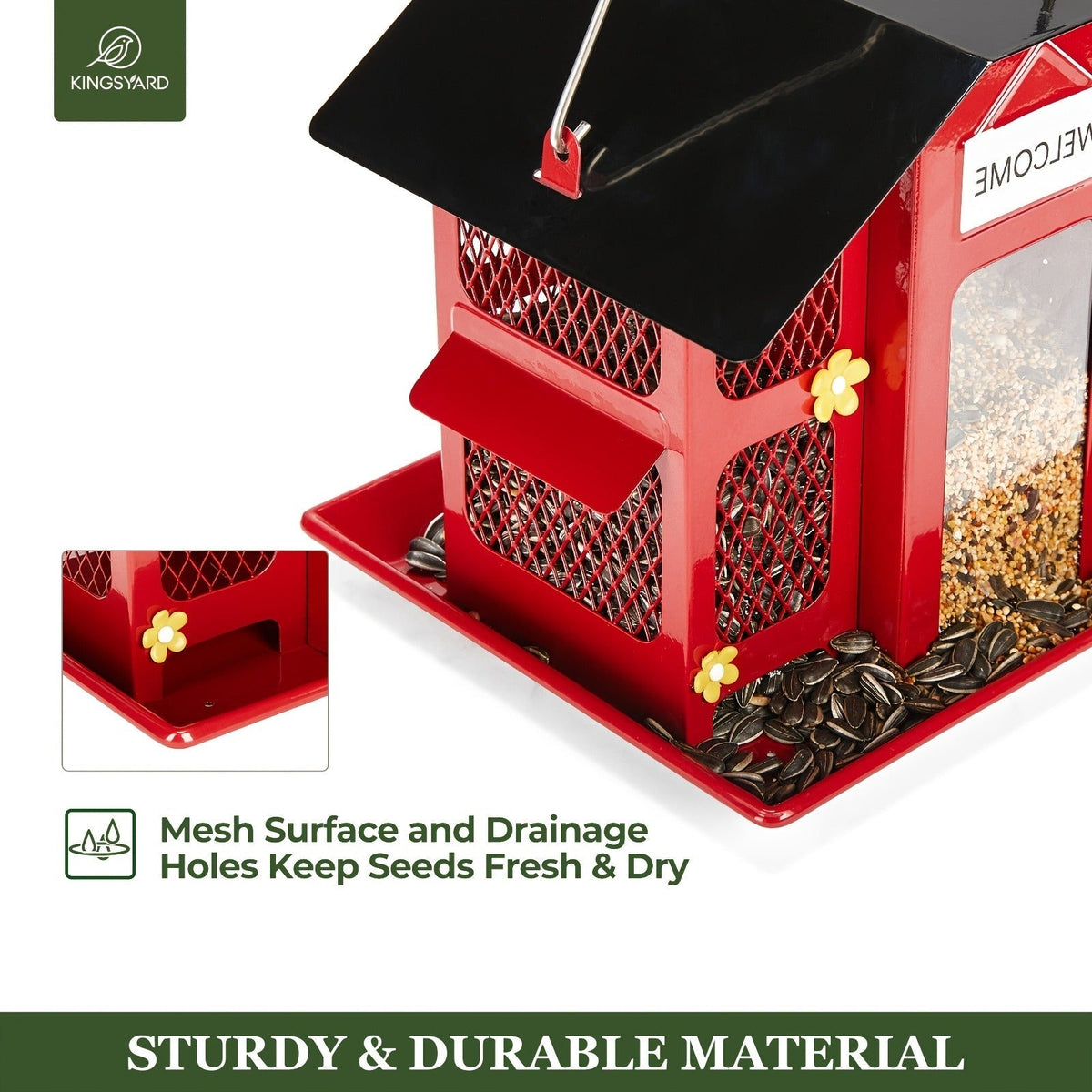 Metal Bird Feeder for Outside – 4 Lbs Large Capacity Hanging Wild Bird Feeder, for Garden, Yard and Pest Management — image 9