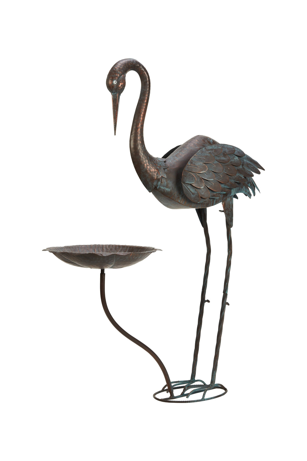 36-Inch Crane Sculpture Bird Bath Set with Separate 12.6-Inch Basin and Garden Stakes for Yard Decor — image 11