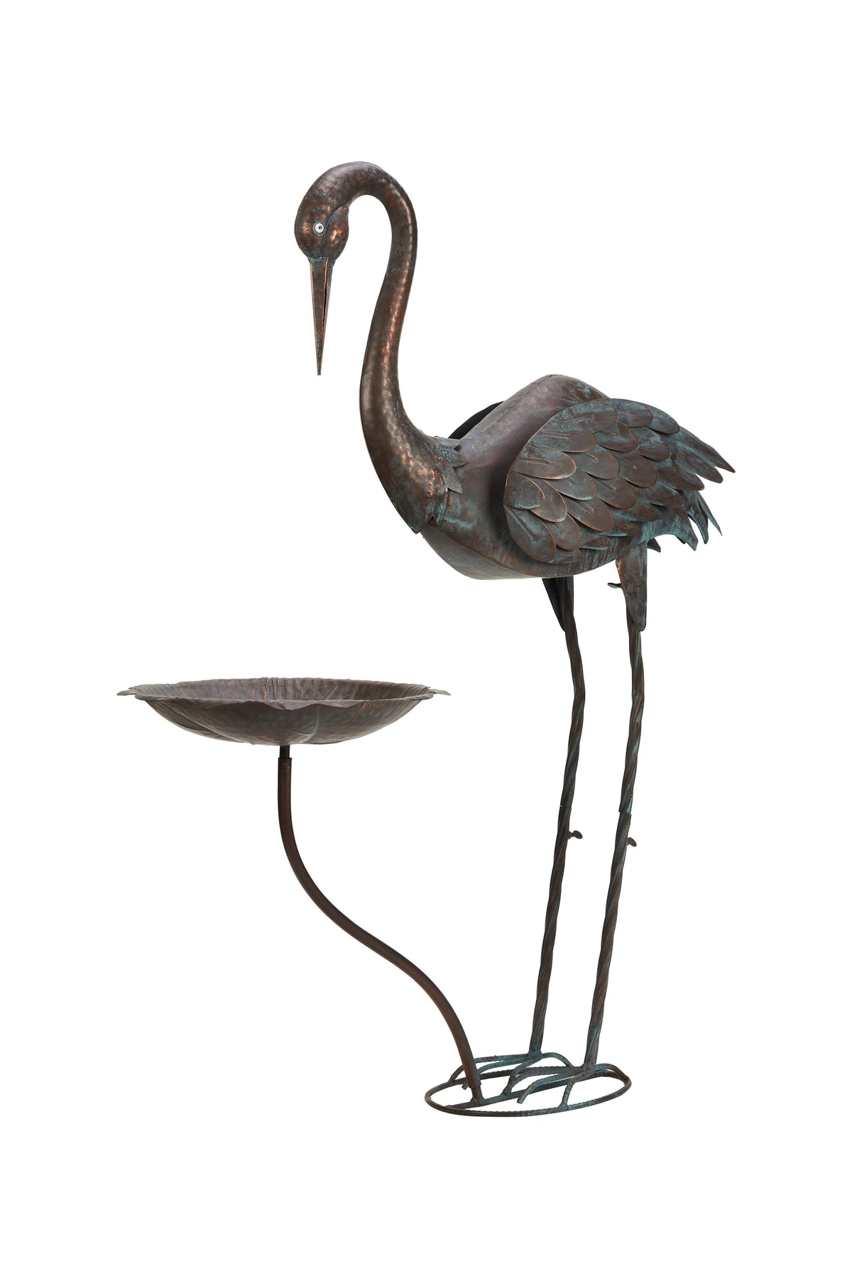 36-Inch Crane Sculpture Bird Bath Set with Separate 12.6-Inch Basin and Garden Stakes for Yard Decor — image 11