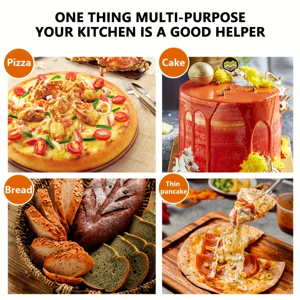 Pizza Stone Set 7-Piece with Tools – Cordierite Baking Stone with Stainless Steel Peel Cutter Brush & Heat-Resistant Gloves |