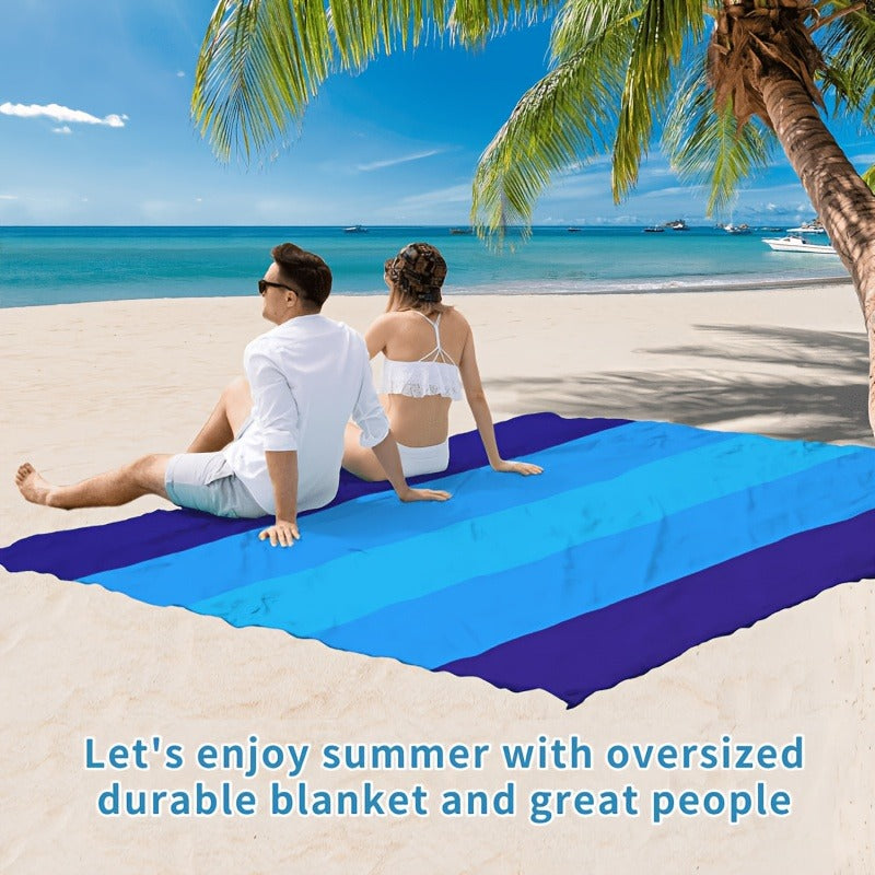 Gradient Beach Mat with Purple-to-Blue Design, Corner Loops, Drawstring Pouch, Stakes and 1- or 2-Piece Packs — image 12